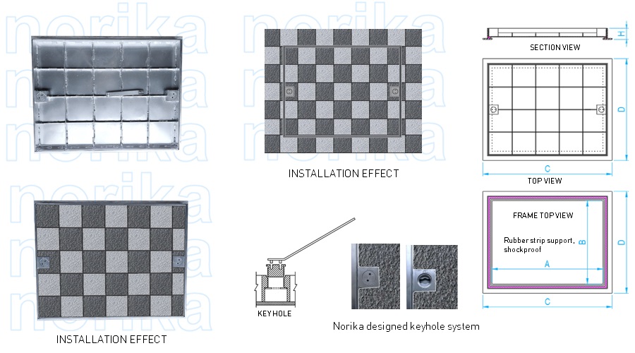 Stainless Steel Light  Duty Recessed Manhole Cover & Frame (C Grade)